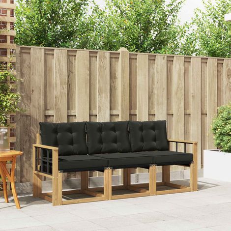 vidaXL Outdoor Sofa Set with Cushion 3 pcs White and Black