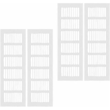 Air Vent Grille, 4 Pcs Aluminum Alloy Air Vent Grille Rectangular Air Vent Grille for Shoe Cabinet Closet Sink Kitchen Stove Closet Display Case Silver(80X250mm) (1/5)