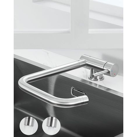 Robinet de cuisine à douchette extractible, robinet de cuisine avec 2 jets, mitigeur rotatif à 360°, mitigeur en acier inoxydable