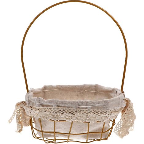 Panier de jardin, panier à fleurs, panier délicat, panier cadeau, panier pour composition florale, décoration intérieure, doré, 17 x 26 cm, 1 pièce (1/5)