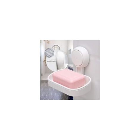Jabonera con ventosa, sin taladro y reutilizable, instalación en 1 segundo, soporte para jabón de ducha de 5 kg, para pared de ducha alicatada, baño - Blanco - Crezuo