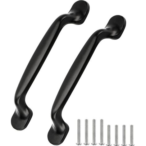 Lot de 2 poignées de porte de placard noires en aluminium, style simple. (1/5)