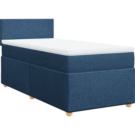 Maison Exclusive - Cama box spring con colchón tela azul 90x190 c (1/5)