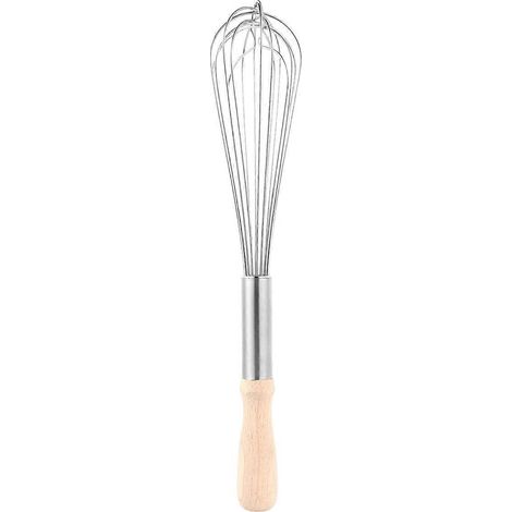 Batteur à œufs manuel en acier inoxydable avec manche en bois pour la cuisson (1/5)