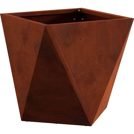 Jardinière en acier résistante aux intempéries pour extérieur 30 x 30 x 30 cm design moderne rouillé (1/5)