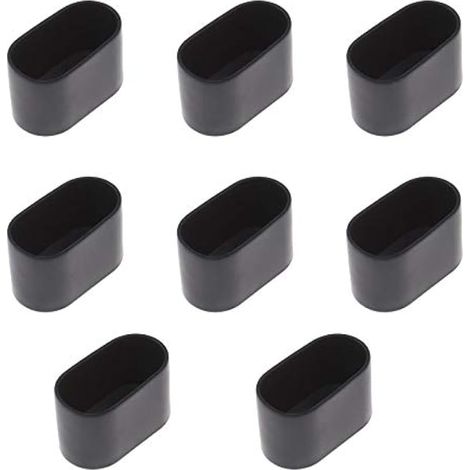 8 Embouts ovales pour pieds de chaise en caoutchouc flexible anti-rayures 40x20mm (Noir) (1/5)