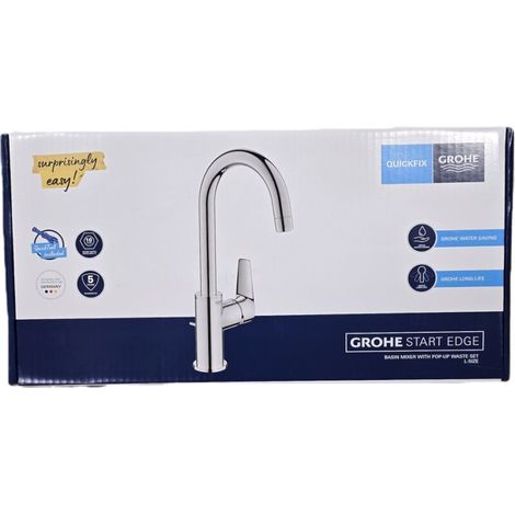 Grohe Start Edge - Waschtischarmatur mit schwenkbarem Auslauf und Ablauf, Chrom 24201001