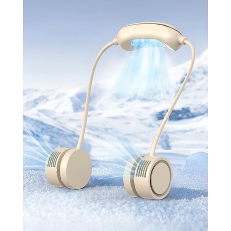 Neu 2026 Neck Fan, Cooling Neck Fan, Hands Free, 3 Speed Adjustment, 1600mAh USB-C Rechargeable Battery for Work, Travel, Outdoor Sports Apricot (1/5)