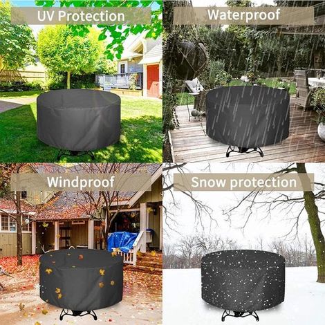 Funda protectora impermeable para mesa de jardín,Impermeable,Funda redonda para mesa de jardín de tela Oxford 210D de 163x84 cm,Negra (1/4)