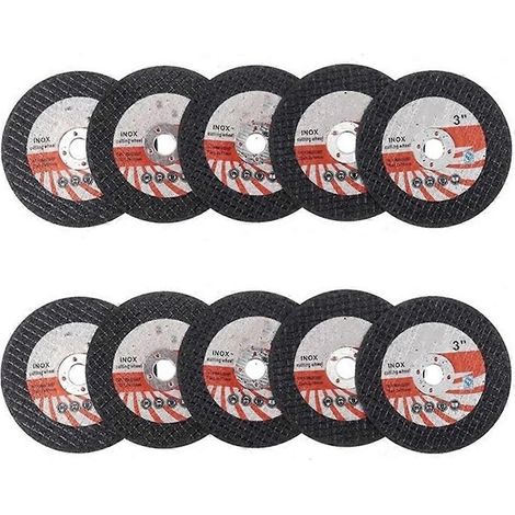 Lot de 10 mini disques à tronçonner de 75 mm, meules circulaires en résine pour meuleuse d'angle à alésage de 10 mm, pour la découpe du bois et du carrelage. (1/4)