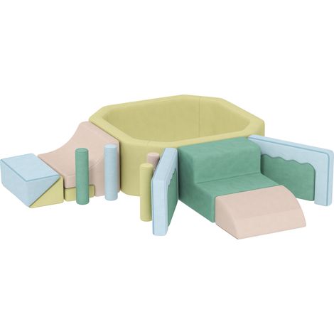 Parcours de motricité pour bébé, module de motricité avec piscine à balles, housse lavable, 160 x 137,5 x 30 cm, multicolore