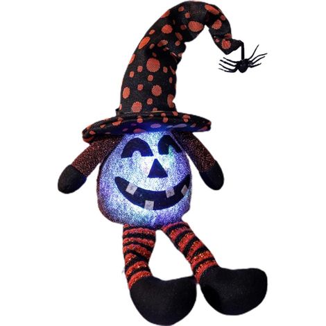 Poupée citrouille d'Halloween en peluche, citrouille grimaçante avec lumières, décoration de table ou pour la maison, cadeau pour Halloween (1/5)