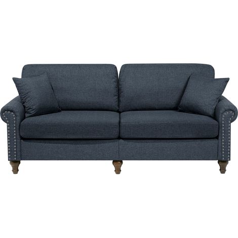 3 Seater Sofa Dark Grey Chesterfield Style Low Back OTRA