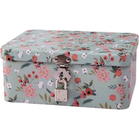 Petite boîte de rangement en fer, jolie boîte à serrure à code, petite boîte de bureau pour produits cosmétiques avec serrure.