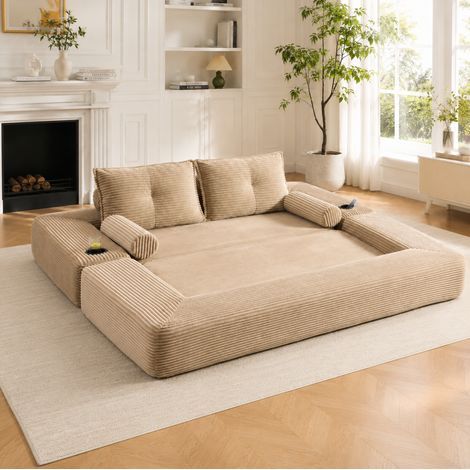 Canapé convertible cord 180 cm khaki HAVRYA (1/5)