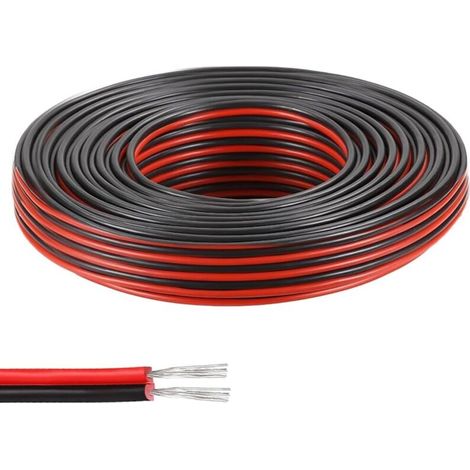 22AWG Fil électrique, 30M 2 fils 0,3mm² 2 Toronné Cuivre Étamé Rouge Et Noir Cable Electrique Souple Rallonge Câble Cordon 12V pour Bande LED Câble électrique (1/5)