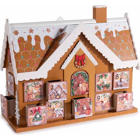Calendario dellAvvento in legno a casetta con omini pan di zenzero (1/3)
