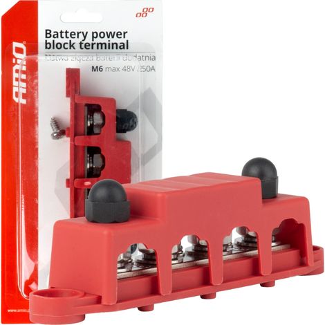 Barra di distribuzione terra più sbarra collettiva M10 12V - 48V 250A amio-03812 (1/3)