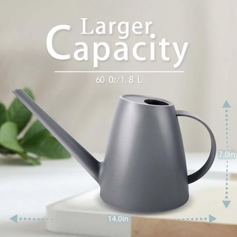 1,8 Liter, Lange Tülle】Pflanzengießkanne aus Kunststoff – Leichte Gießkanne für Innen- und Außenpflanzen, Blumen, Garten, Balkon – Tropffrei & Praktisch (grau)