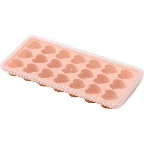 Bac à glaçons avec couvercle Bac à glaçons en silicone avec couvercle – Moule empilable à 21 alvéoles (forme de cœur) pour un démoulage facile (1/5)