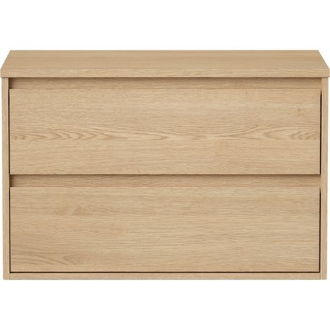 Meuble sous vasque suspendu avec planche - Placage chêne - 80 cm - MILIPAM (1/4)