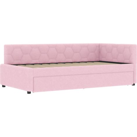 Cama banqueta 90x200 cm con cama nido, luz de noche LED, USB Type-C, rosa, MODENUIT (1/5)
