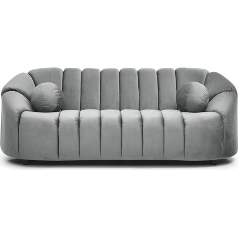 Canapé 3 places design Sidonie Velours Gris