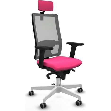 Horna sincro malla gris similpiel rosa brazos 2D base blanca cabecero 2D ruedas 65mm engomadas (1/5)
