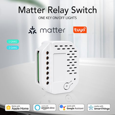 Contrôleur marche/arrêt intelligent Tuya WiFi, relais domotique, contrôle via application smartphone, compatible avec Alexa et Home pour la commande vocale. (1/2)