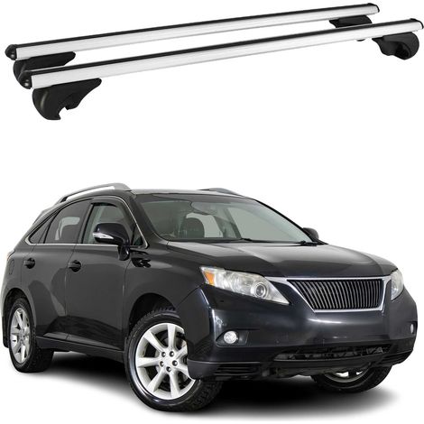 OMAC Barres de toit en aluminium pour Lexus RX III 2010-2015 – TÜV / DIN 75302:2019 – Antivol inclus – Charge max 75 kg – 2 barres Argent (1/4)