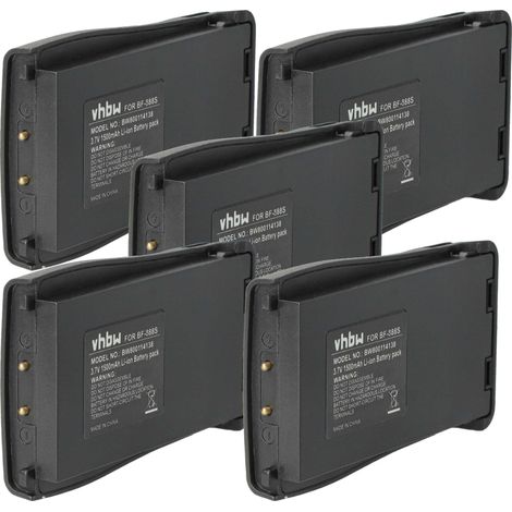 vhbw 5x Battery compatible with Retevis H777 Radio, Walkie-Talkie (1500 mAh, 3.7 V, Li-Ion)