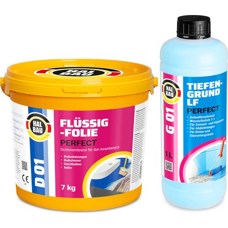 HALBAU Dichtset für Duschabdichtung Bad Abdichtung Dichtband Flüssigfolie 7kg H09 (1/5)