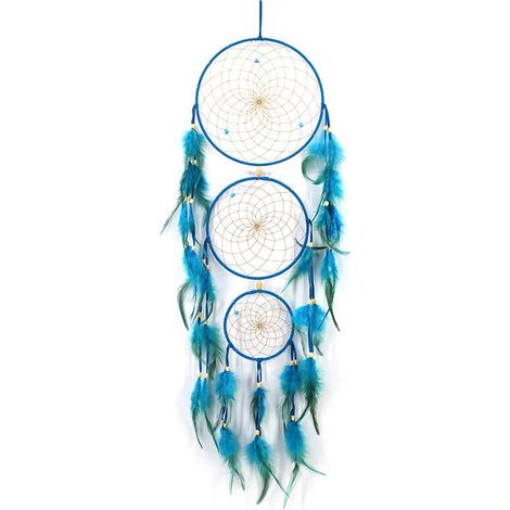 Attrape Rêves Fait Main - Anneau En Fer Et Plumes Naturelles - Décoration Murale Pour Chambre Et Voiture - 1 Pièce