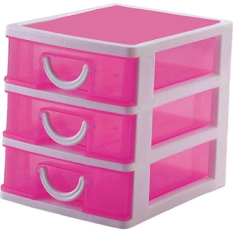 Vitrines cosmétiques, accessoires de toilette, organisateur de salle de bain, boîtes de rangement, meuble de rangement de comptoir à 3 tiroirs-red (1/5)