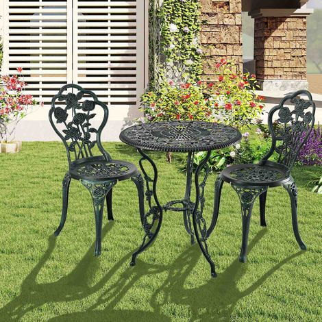 Set di mobili da giardino - 3 pezzi in alluminio pressofuso design vintage