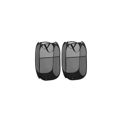 2 pièces paniers à linge pliables Pop Up maille lavage panier à linge sac poubelle panier jouet rangé organisateur de rangement organisateur (noir)