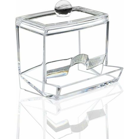 Distributeur de cotons-tiges en acrylique, support de cotons-tiges en plastique, boîte transparente pour cotons-tiges, boîte de rangement pour cotons-tiges, bijoux avec couvercle, convient aux c (1/4)