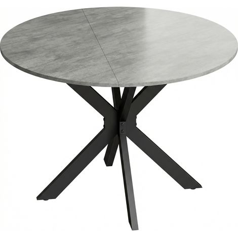Tavolo Pieghevole 2-6 Persone Ø110x76 cm Ali Pieghevoli Struttura Acciaio Doppia X Grigio Cemento (1/5)