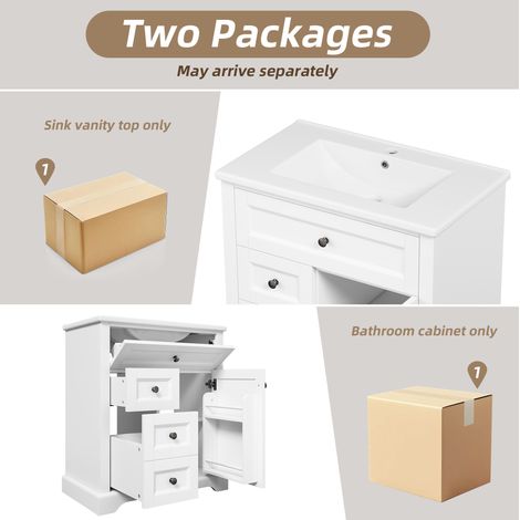 Mueble de lavabo con patas 76x46x87 cm en MDF blanco con almacenaje regulable - MEUBLIV (1/5)
