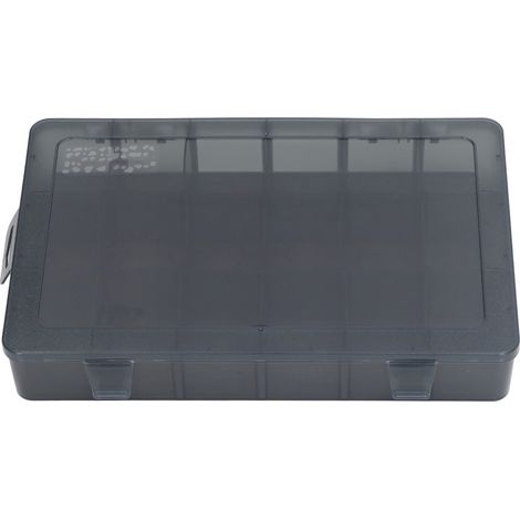 Boîte de rangement transparente en plastique à 18 casiers pour bijoux et petite quincaillerie, organisateur modulable avec séparateurs amovibles (1/5)