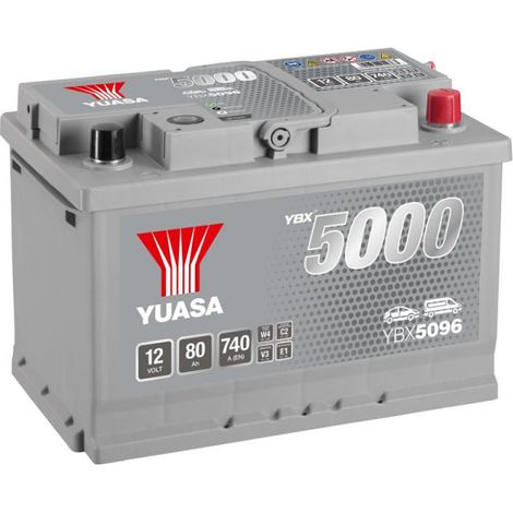 Yuasa – Batterie voiture 12V 80Ah 740A – Technologie classique CA/CA – Dimensions 278x175x190 mm – Non compatible Start&Stop