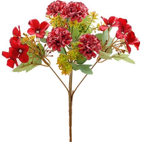 Bouquet de Fleurs Artificielles Hydrangea Artificial Flower Deco Rose Fake Flowers 30cm Bleu Rouge Blanc Rose Jaune Orange Violet Rose 35g Plastic Decorations Artificiels 30cm Pink Blanc 1pc (1/5)