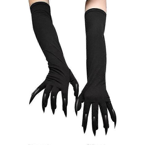 Gants d'Halloween pour ados et adultes, avec longs ongles, style griffes et pattes, mitaines, ongles pointus, longueur coude, gants de fantôme amusants et bizarres (1/4)