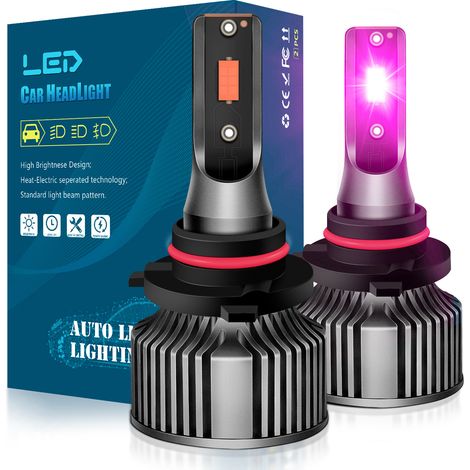 Ampoule LED H11 9006 H10 9145 9140 PSX26W, Lumière Violette et Rose, 25W 12V 2.2A, Feux de Brouillard et Phare, Corps en Alliage d’Aluminium (1/4)