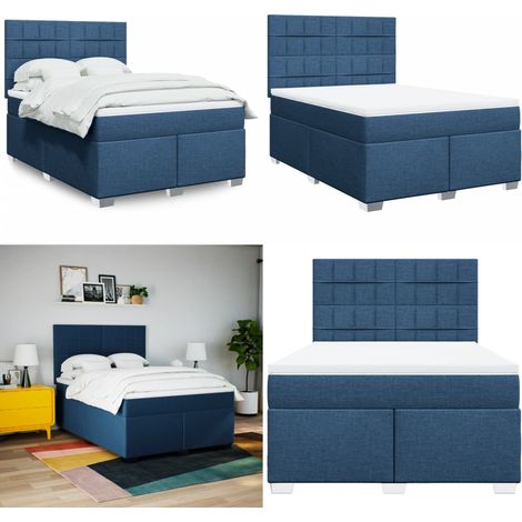vidaXL Boxspringbett mit Matratze Blau 160x200 cm Stoff (1/5)