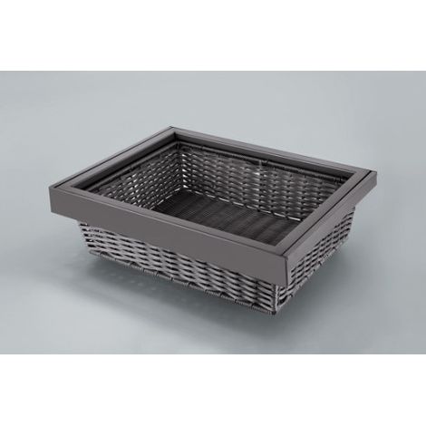 Panier en osier avec cadre et coulisse amortie, 600 mm, marron