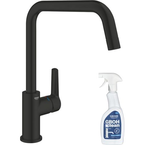 Grifo de cocina GROHE Start caño alto negro mate + limpiador GrohClean (1/5)