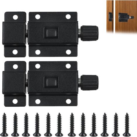 2 Pièces Loquet à Ressort Automatique, Verrou Coulissant pour Porte, Fenêtre, Portail Jardin, Armoire, Cage Animaux, avec Vis (1/5)