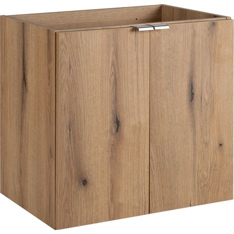 Meuble sous vasque suspendu 2 portes NOVA OAK 60 cm en chêne (1/5)
