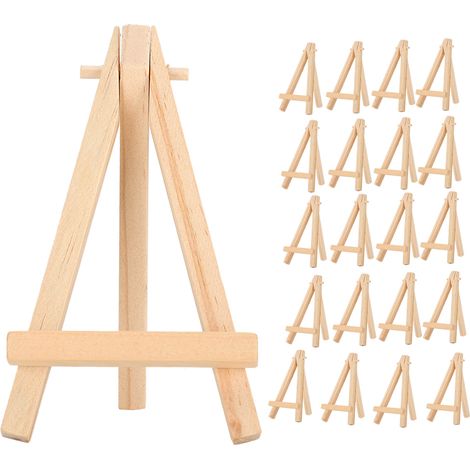 Lot de 20 chevalets en bois, mini-cadres en A, trépieds de présentation en bois naturel pour accessoires de décoration et d'exposition (1/5)